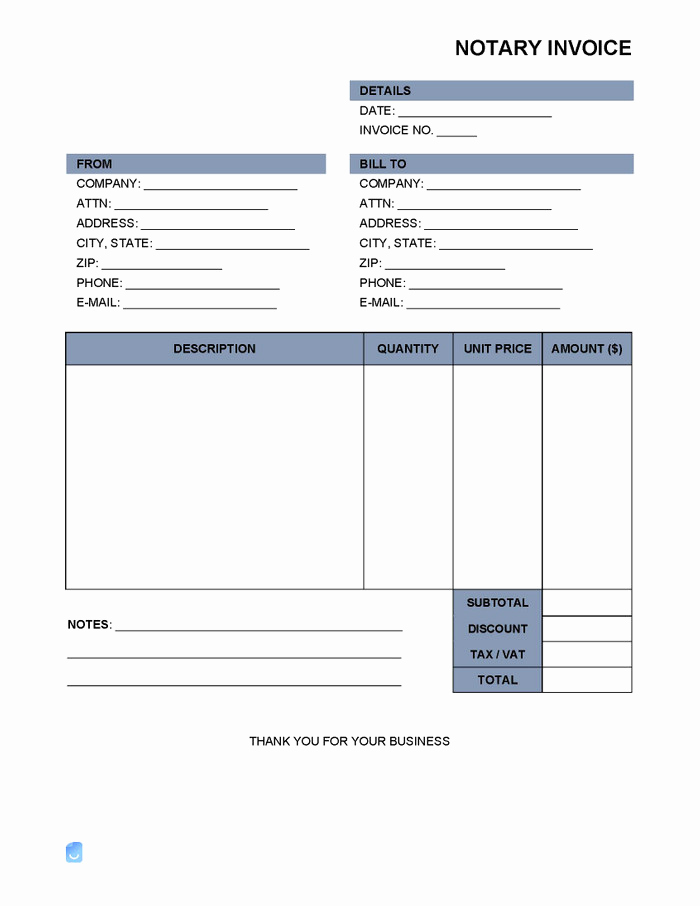 Notary Invoice Template Free Inspirational Notary Invoice Template