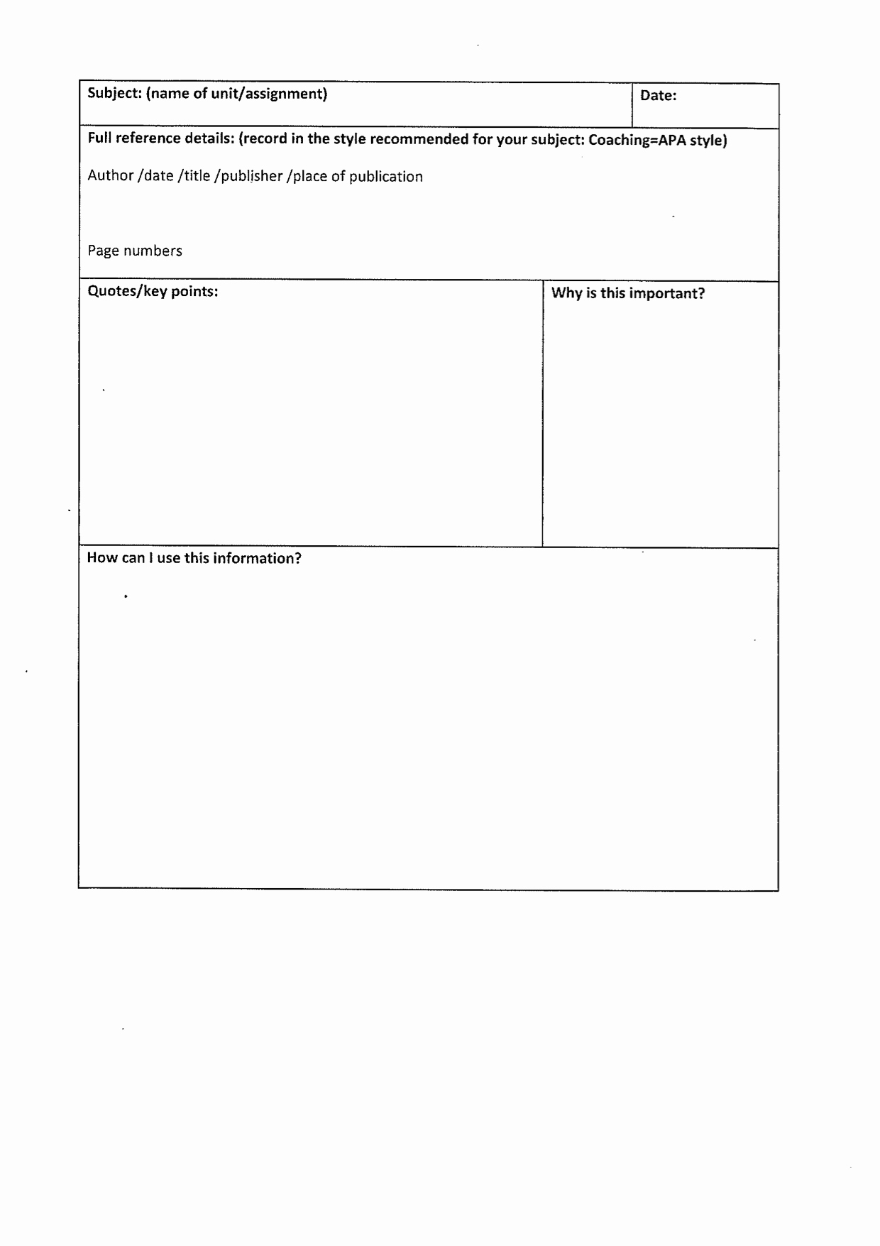 Note Taking Template Word Best Of Structure – the Writing Space