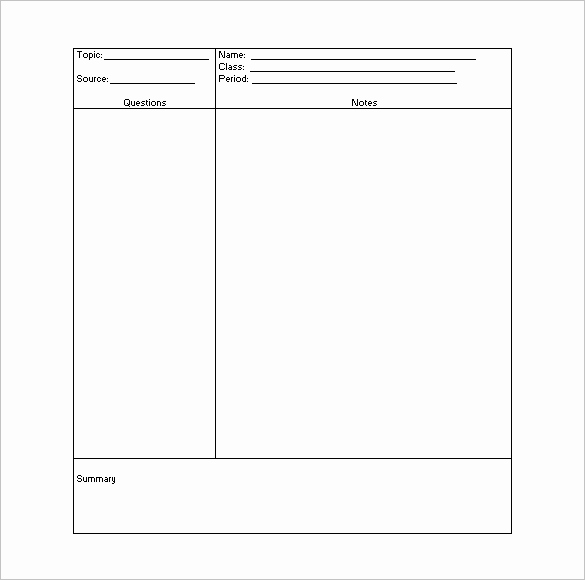 Note Taking Template Word Lovely Cornell Notes Template 56 Free Word Pdf format