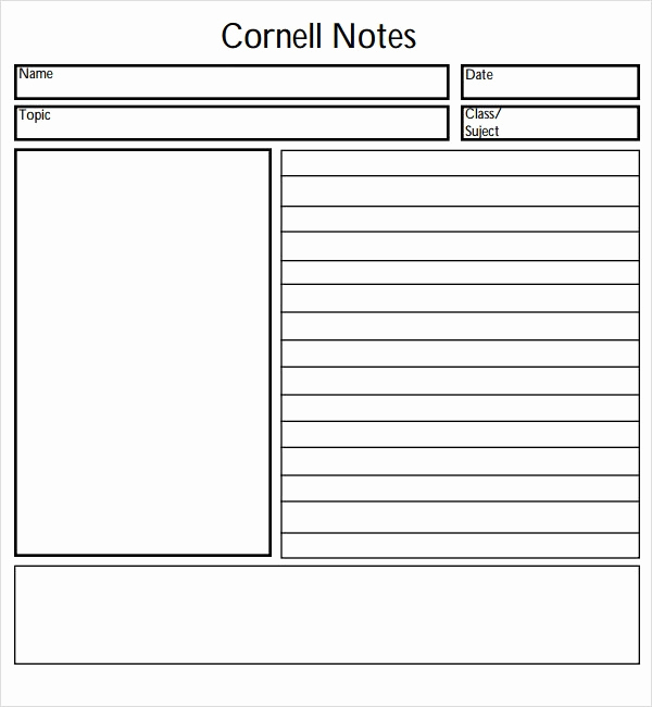 Note Taking Template Word Lovely Free 13 Sample Editable Cornell Note Templates In Pdf