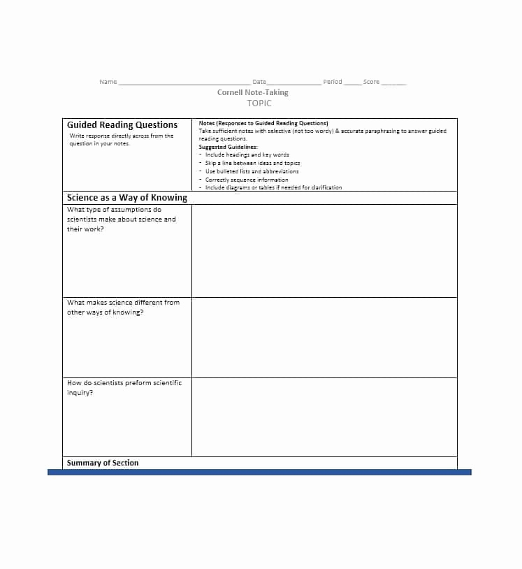 Note Taking Template Word Luxury 36 Cornell Notes Templates &amp; Examples [word Pdf