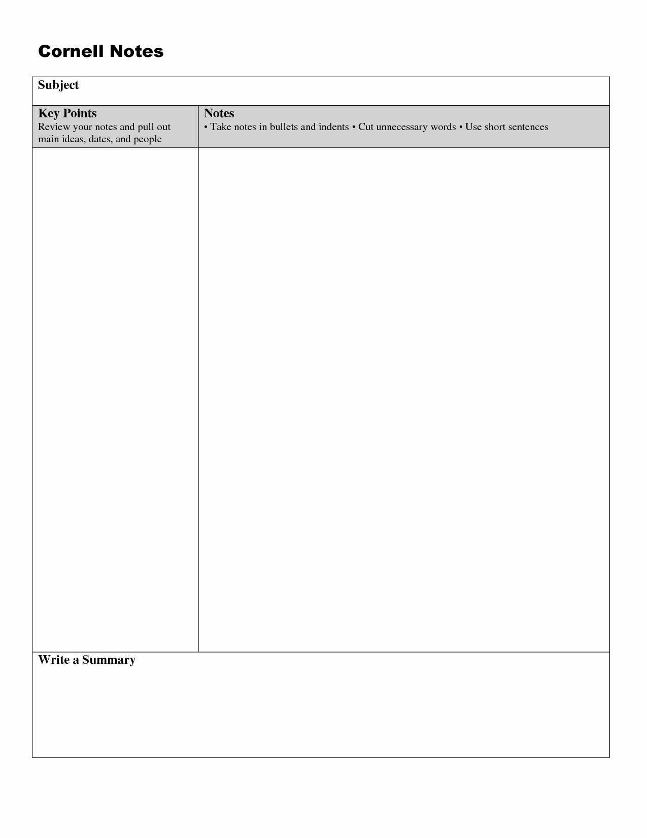 Note Taking Template Word Luxury Cornell Notes Template Doc Cornell Notes Template Doc