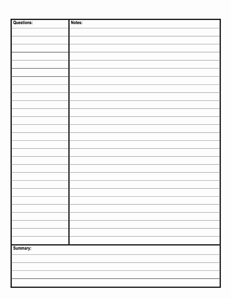 Note Taking Template Word New Avid Cornell Notes Template