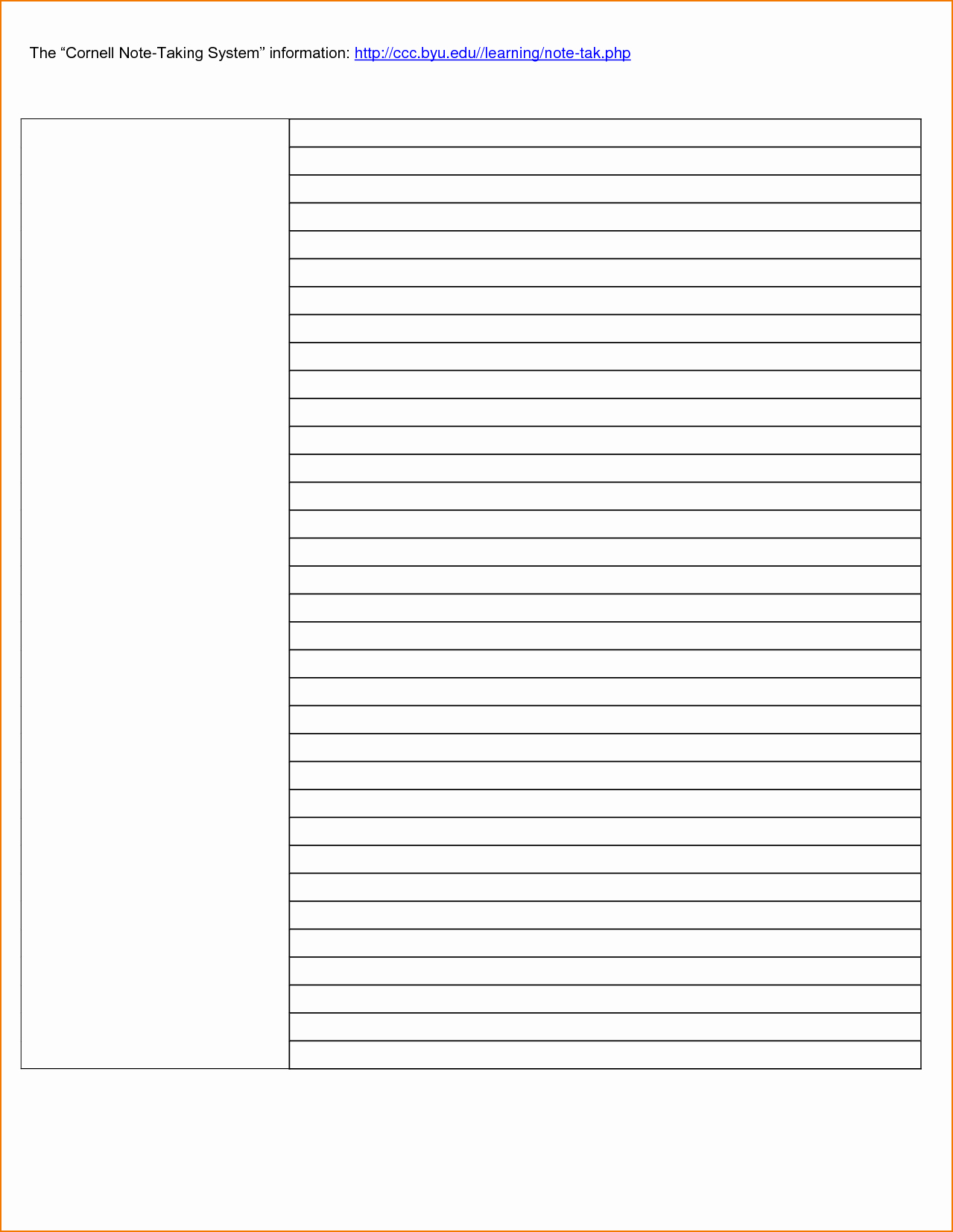Note Taking Template Word Unique 6 Note Template
