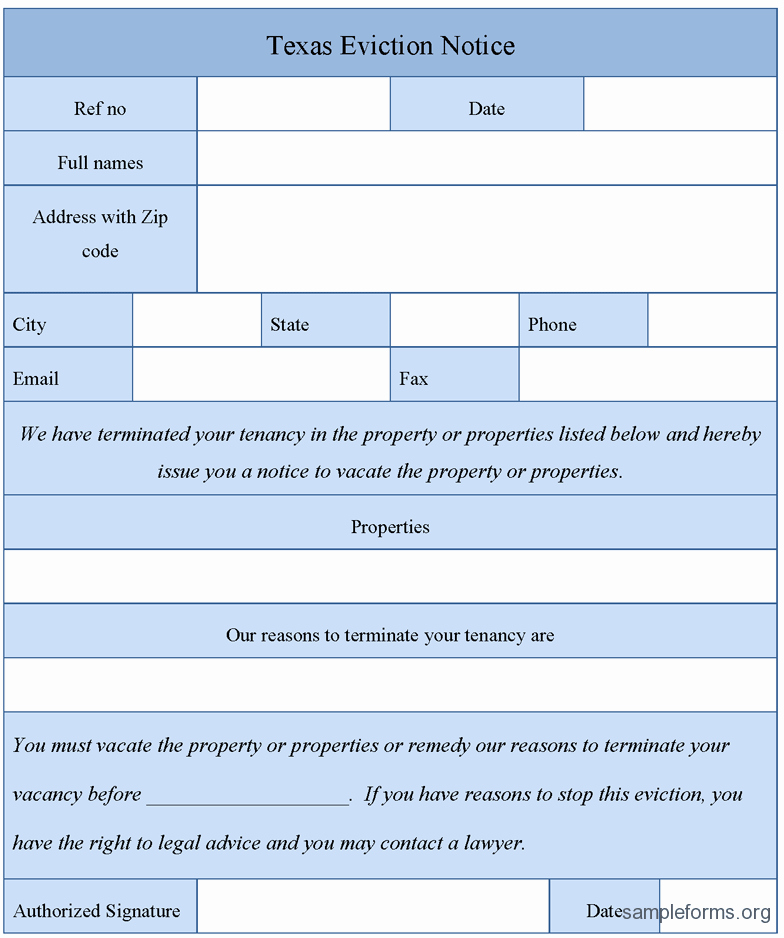 Notice to Vacate Texas Template Beautiful Printable Sample Eviction Notice Texas form