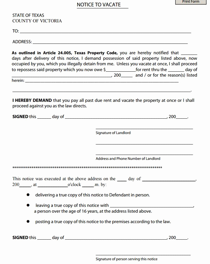 Notice to Vacate Texas Template Best Of Free Texas Notice to Vacate Pdf Template