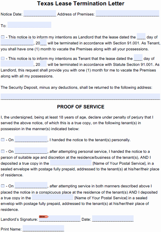 Notice to Vacate Texas Template New Free Texas 30 Day Notice to Quit