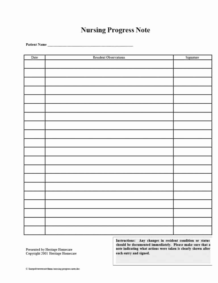 Nursing Progress Notes Template Luxury 43 Progress Notes Templates [mental Health Psychotherapy