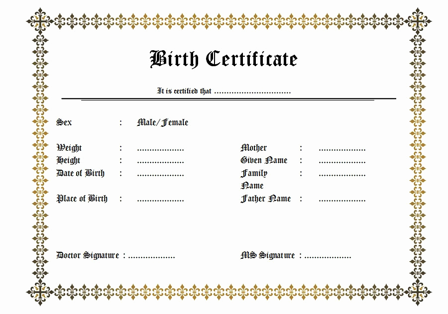 Official Blank Birth Certificate Template Beautiful Cute Birth Certificate Template 16 Plete Designation