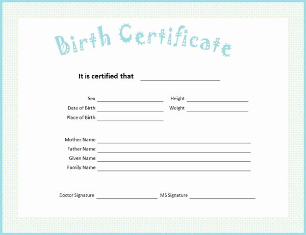 Official Blank Birth Certificate Template Fresh Download Birth Certificate Template Fillable Pdf