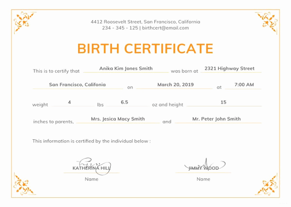 Official Blank Birth Certificate Template Luxury Birth Certificate Template 44 Free Word Pdf Psd