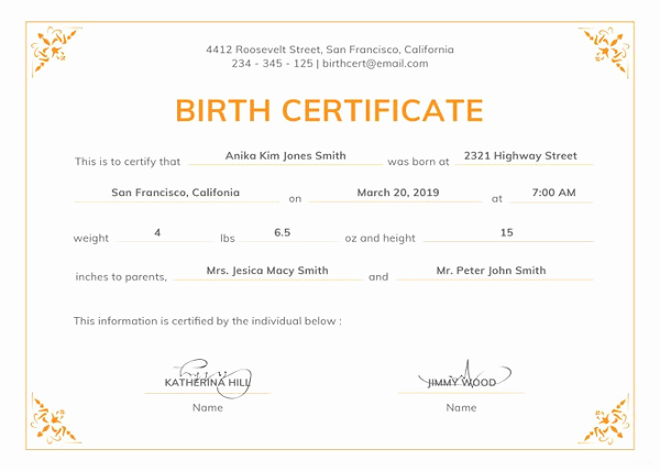 birth certificate templates