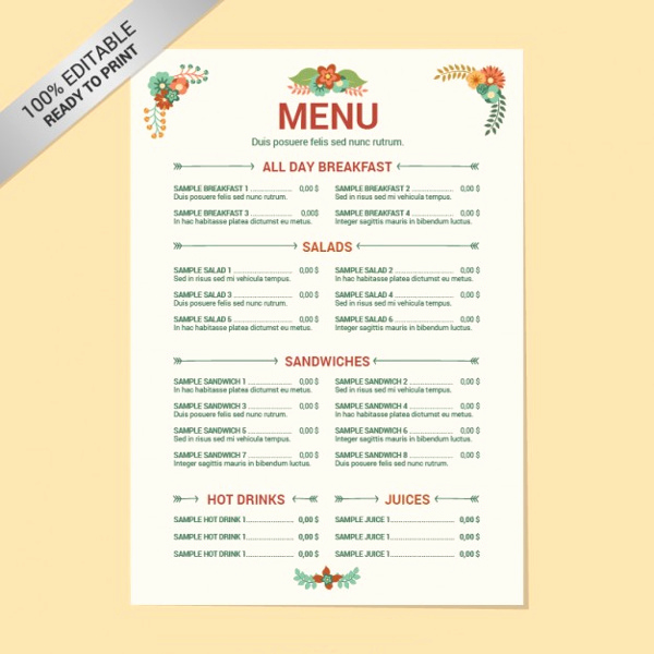 One Page Menu Template Beautiful 8 Menu Layout Templates Free Psd Eps format Download