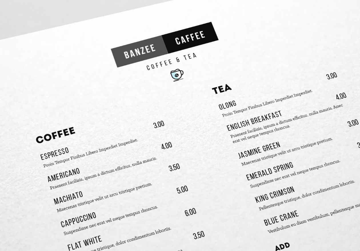 One Page Menu Template Fresh E Page Restaurant Menu Template