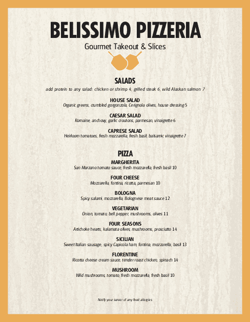 One Page Menu Template Unique Pizzeria Restaurant Menu Page