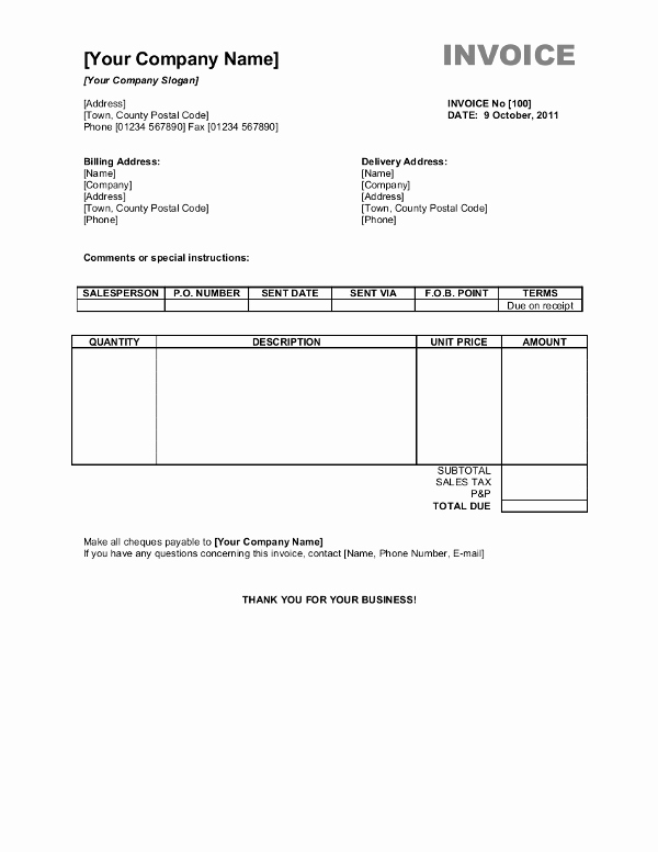 Open Office Invoice Template Free Lovely Free Invoice Templates for Word Excel Open Fice