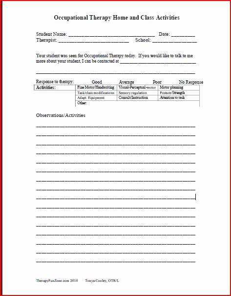 Ot Progress Note Template New Documentation forms Ot Treatment Ideas