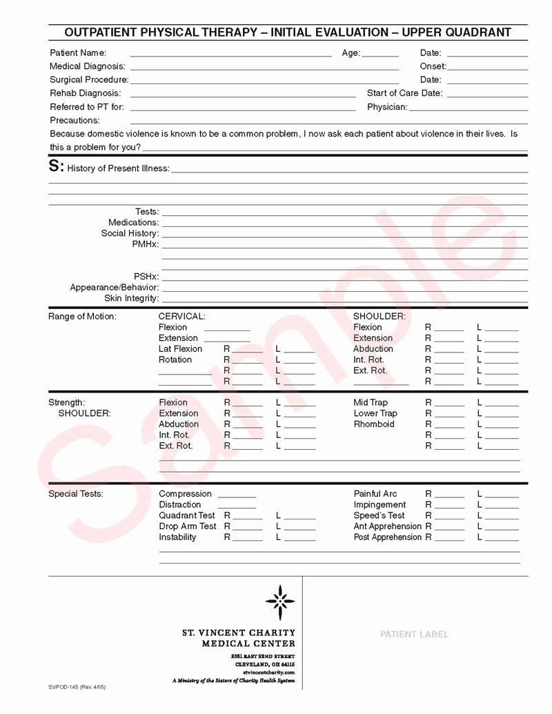 Outpatient Psychiatric Progress Note Template Fresh Svpod 145 Outpatient Physical therapy Initial Evaluation