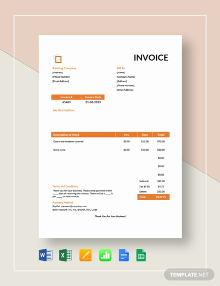Painters Invoice Template Free Awesome Elegant Painting Invoice Template 10 Free Excel Pdf