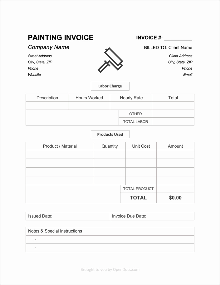 Painters Invoice Template Free Beautiful Free Painting Invoice Template Pdf Word