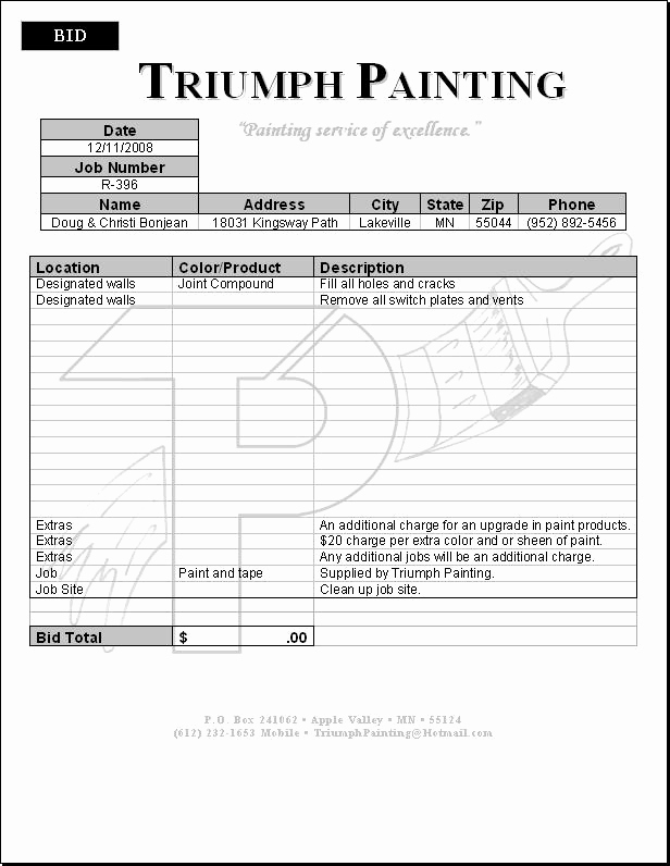 Painters Invoice Template Free Unique Invoice Painting