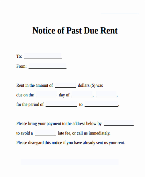 Past Due Rent Notice Template New Free 33 Notice form In Examples Pdf