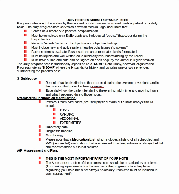 Patient Progress Note Template Best Of Free 9 Sample Progress Note Templates In Pdf