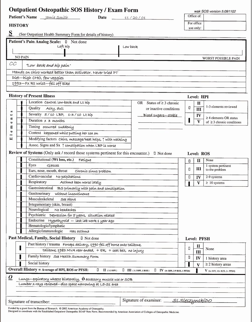 Patient Progress Notes Template Inspirational Outpatient Osteopathic Single organ System Musculoskeletal