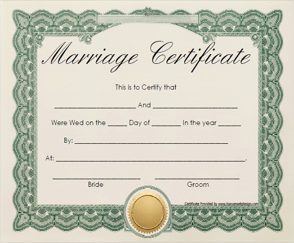 Pdf Certificate Template Free Lovely Free 17 Sample Marriage Certificate Templates In Pdf