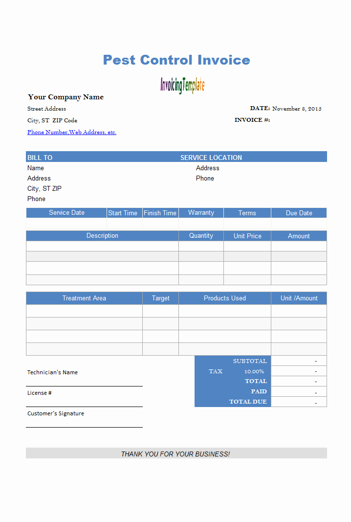 Pest Control Invoice Template Beautiful Free Excel Proposal Template