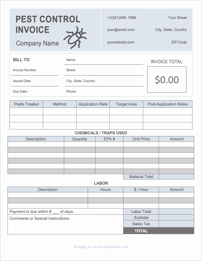 Pest Control Invoice Template Beautiful Free Pest Control Invoice Template Pdf Word