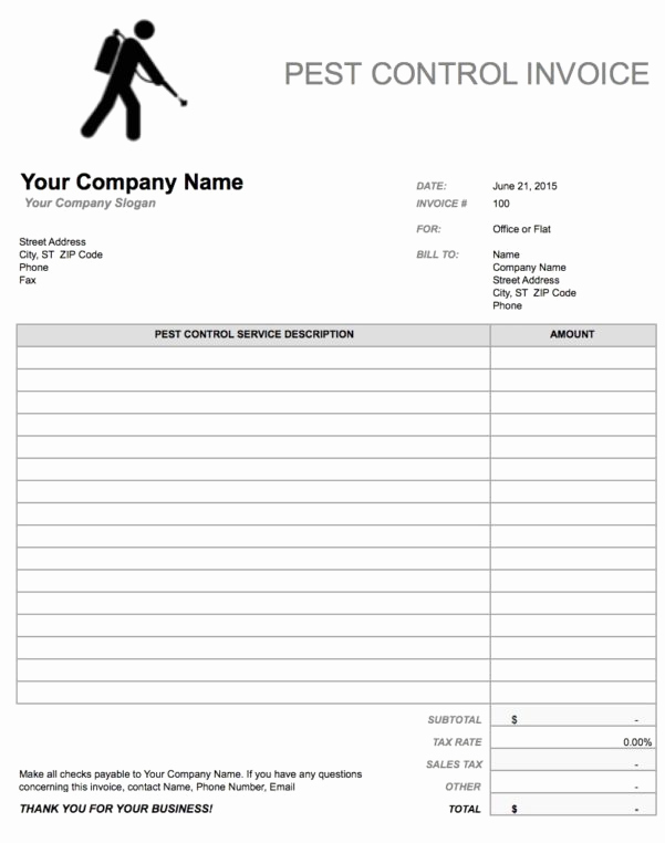 Pest Control Invoice Template Beautiful Hourly Invoice Template Spreadsheet Templates for Busines