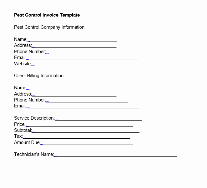 Pest Control Invoice Template Best Of Pest Control Invoice Template Free Download