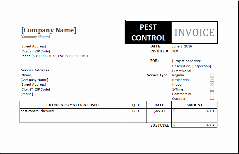 Pest Control Invoice Template Elegant Graphy Invoice Template for Excel