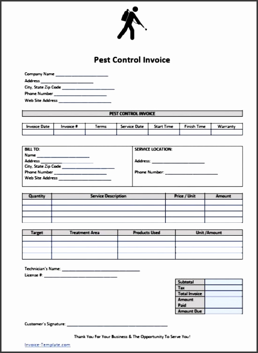 Pest Control Invoice Template Fresh 9 Free Invoice forms to Print Sampletemplatess