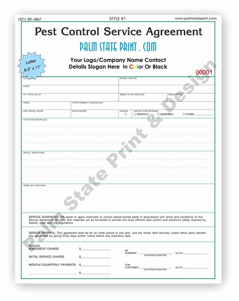 Pest Control Invoice Template Lovely 250 2 Part Pest Control Inspection Service Agreement