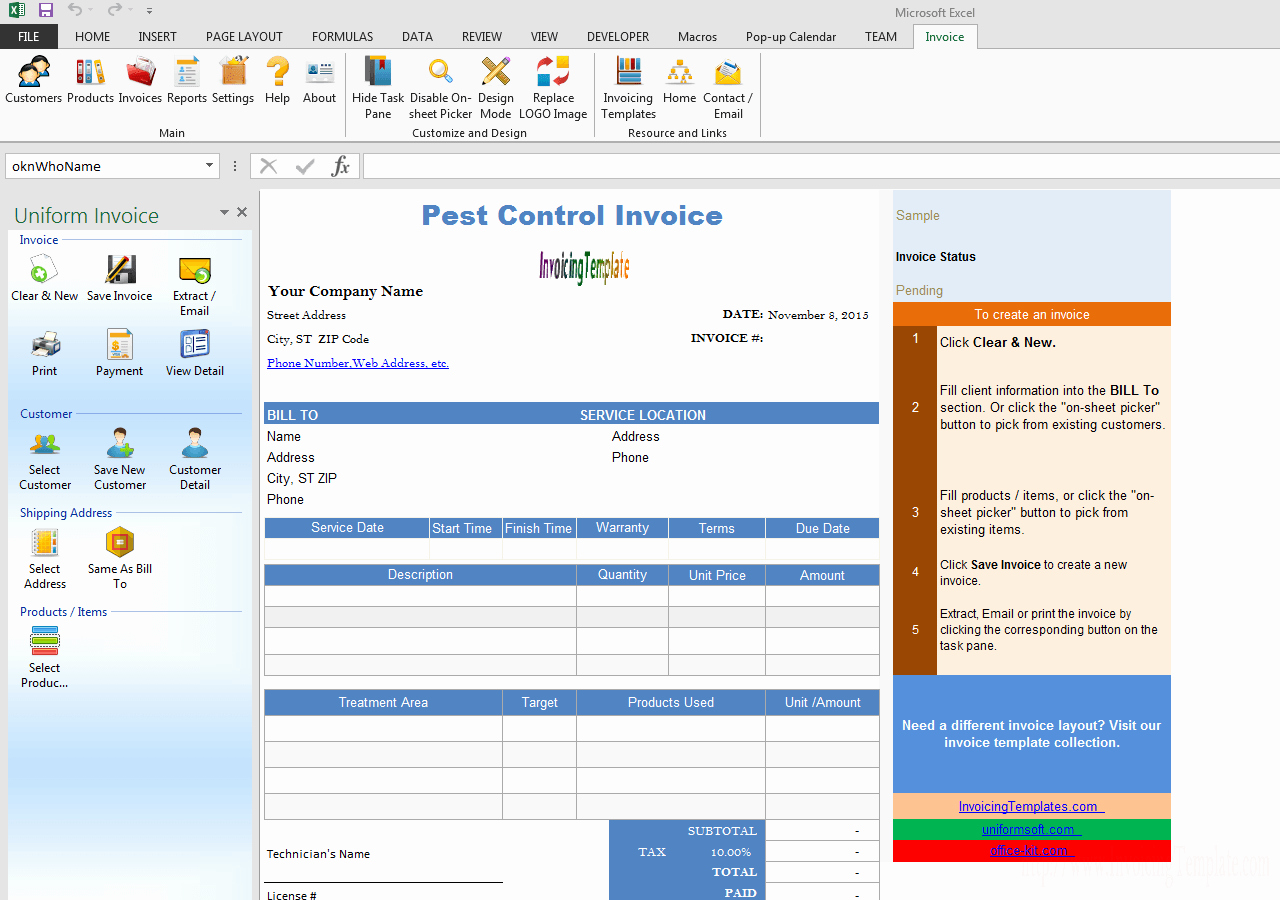 Pest Control Invoice Template Lovely Pest Control Invoice Work order