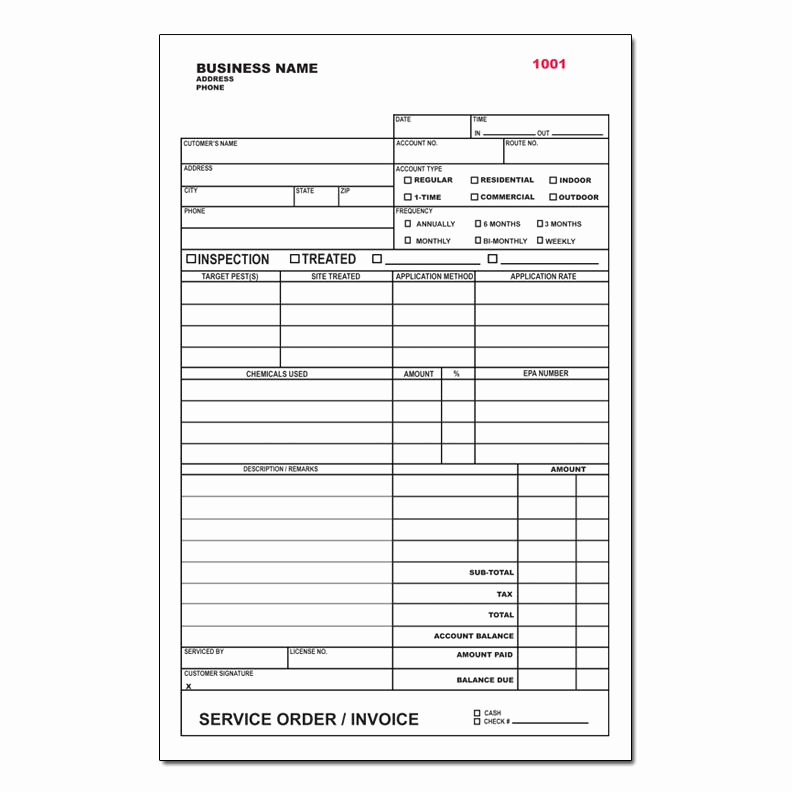 467 pest control service invoice