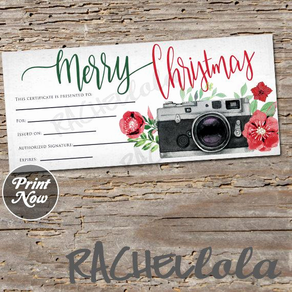 Photo Gift Certificate Template Awesome Christmas Camera Printable Gift Certificate Template