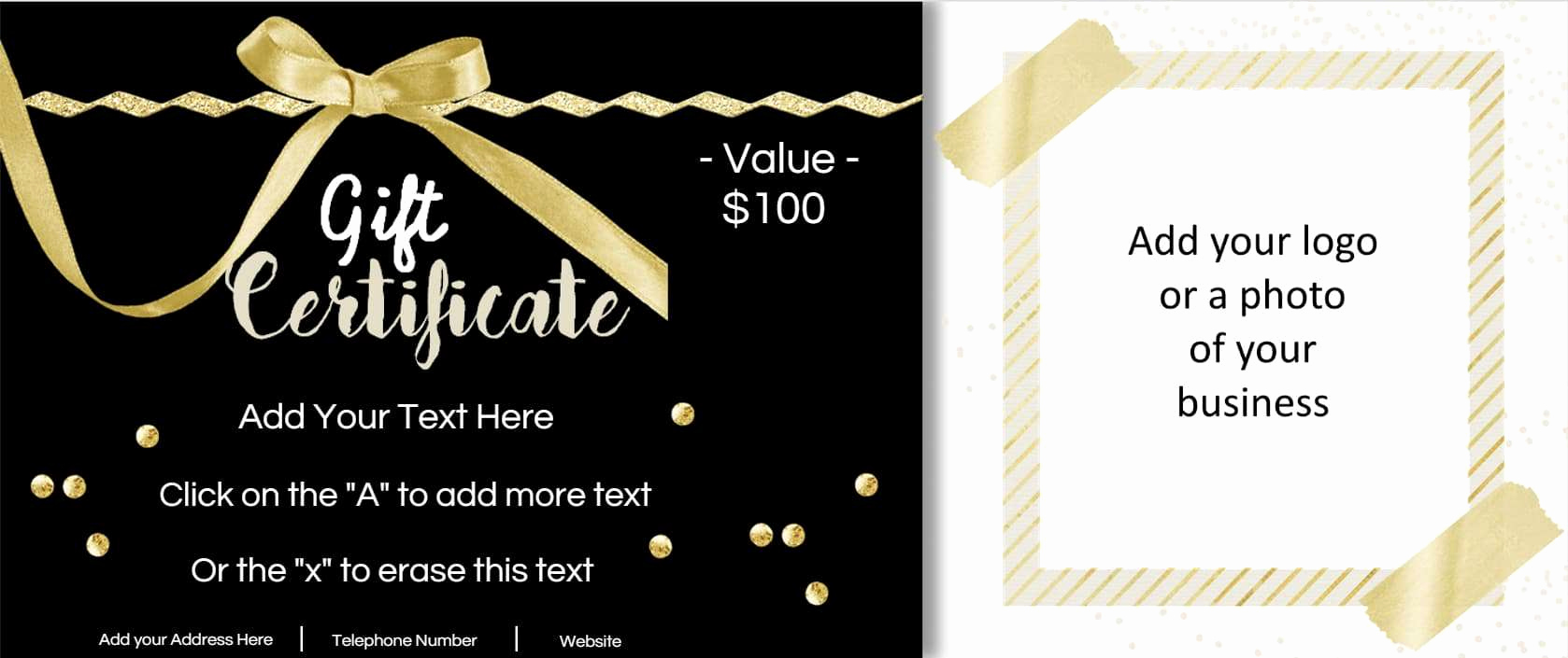 Photo Gift Certificate Template Beautiful Gift Certificate Template with Logo