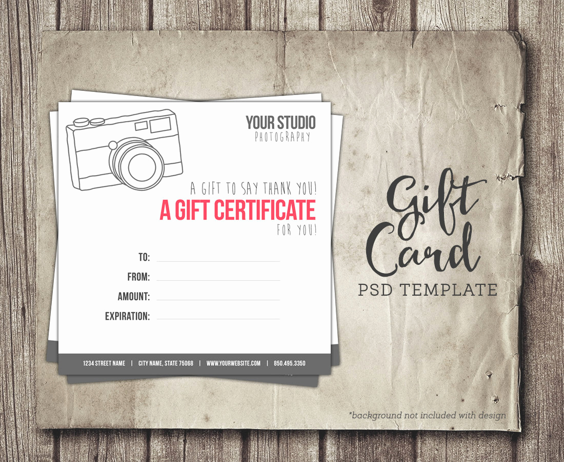 Photo Gift Certificate Template Elegant Graphy Gift Card Template Digital Gift Certificate