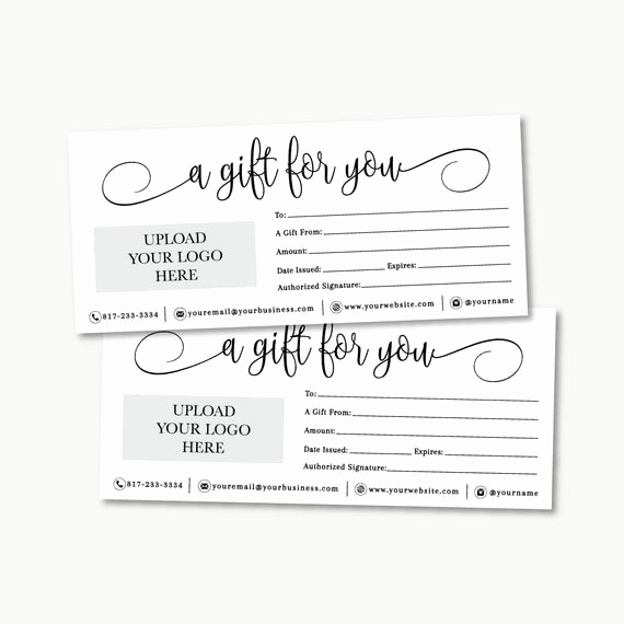 Photo Gift Certificate Template Lovely Simple Black and White Script Gift Certificate Template