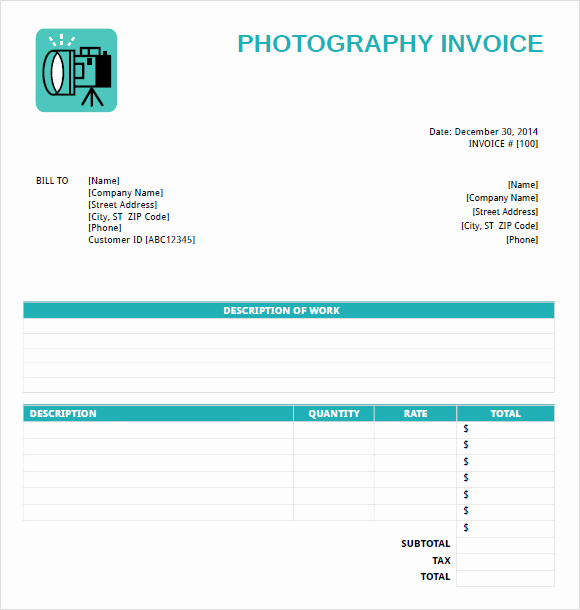 Photography Invoice Template Word Beautiful Free 11 Graphy Invoice Templates In Free Samples