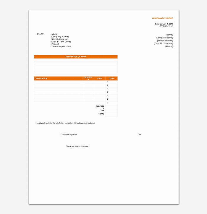 Photography Invoice Template Word Beautiful Graphy Receipt Template 17 for Word Excel Pdf