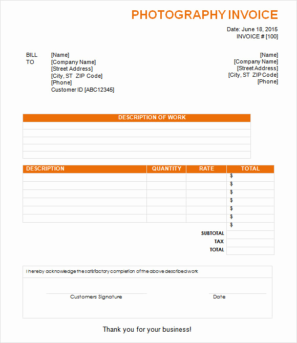 Photography Invoice Template Word Inspirational Free 10 Graphy Invoice Samples In Google Docs