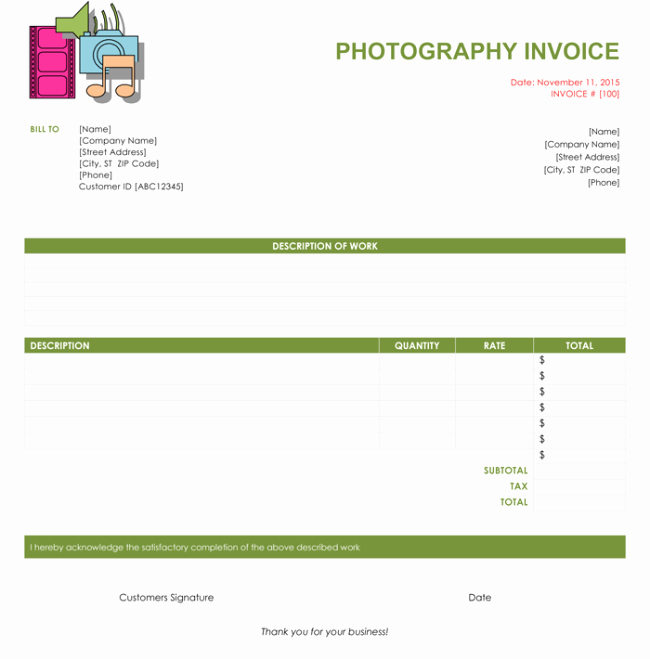 Photography Invoice Template Word New Graphy Invoice Template Word