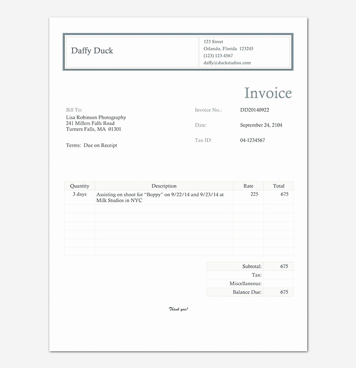 Photography Invoice Template Word New Graphy Receipt Template 17 for Word Excel Pdf