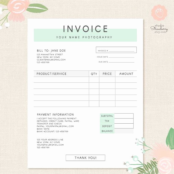 Photography Invoice Template Word New Invoice Template Graphy Invoice Business Invoice