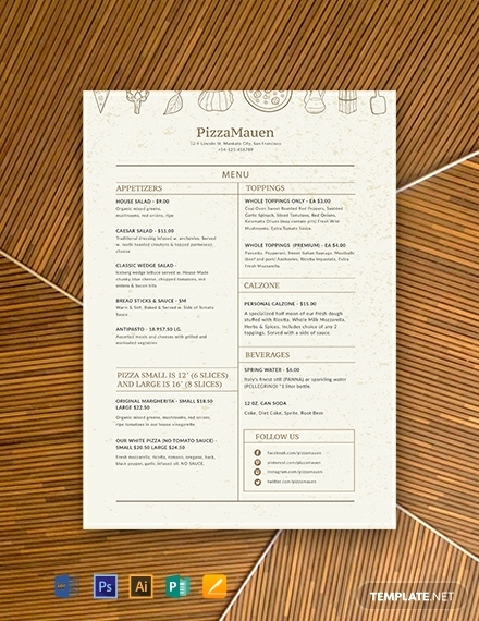 Pizza Menu Template Free Best Of 10 Monthly Menu In Google Docs Illustrator