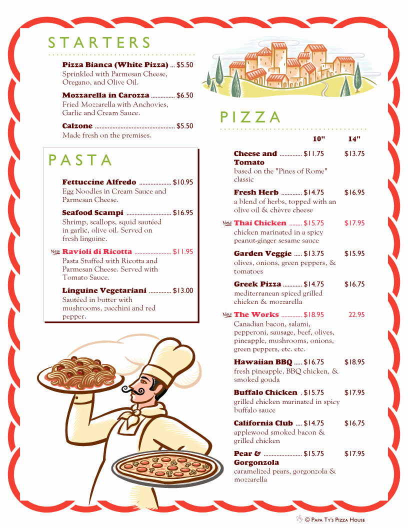 Pizza Menu Template Free Best Of Menupro · Menu Design Samples From Menupro Menu software